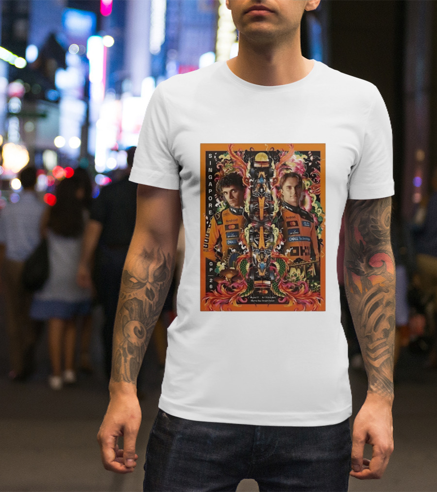 Singapore GP 2026 Oscar Piastri McLaren Racing Art By Ervance Dwiputra T-Shirt