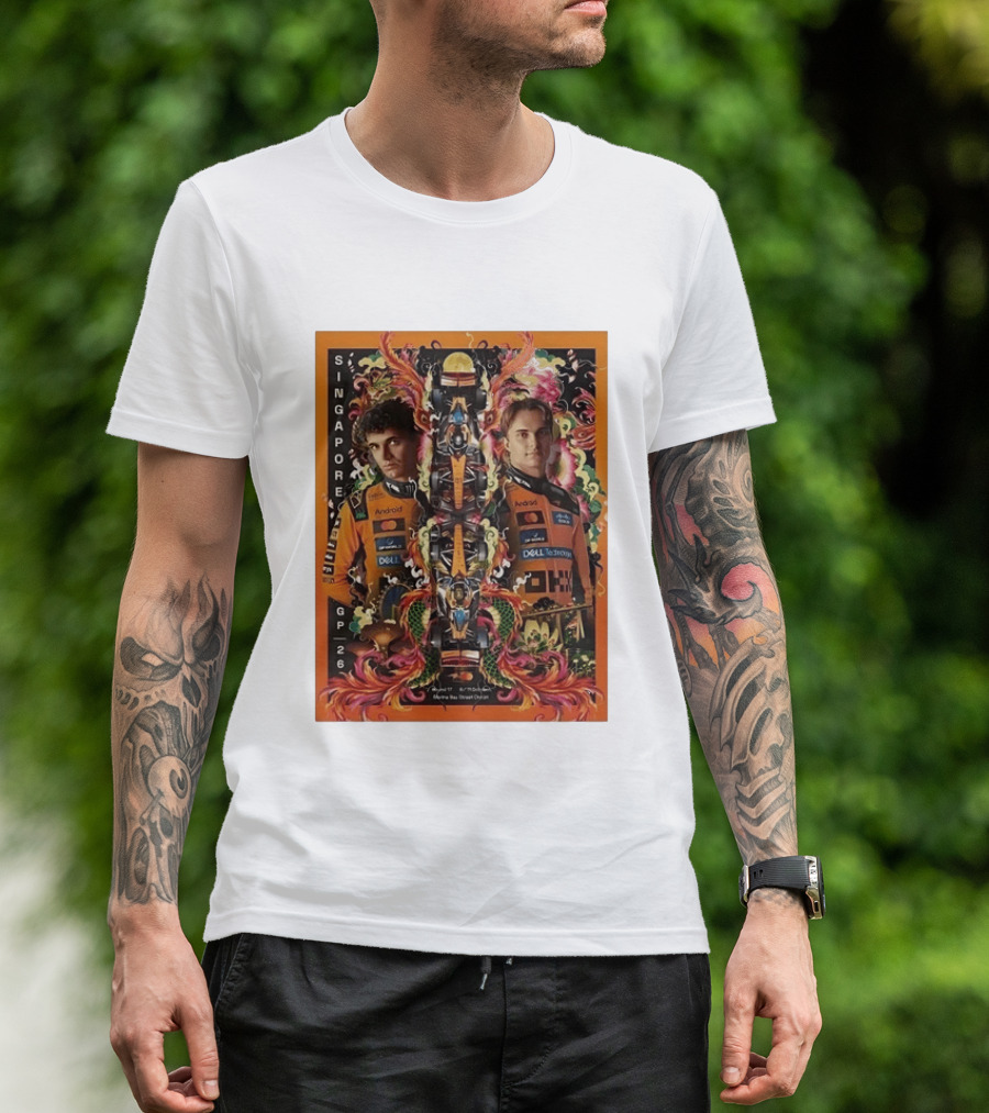 Singapore GP 2026 Oscar Piastri McLaren Racing Art By Ervance Dwiputra T-Shirt