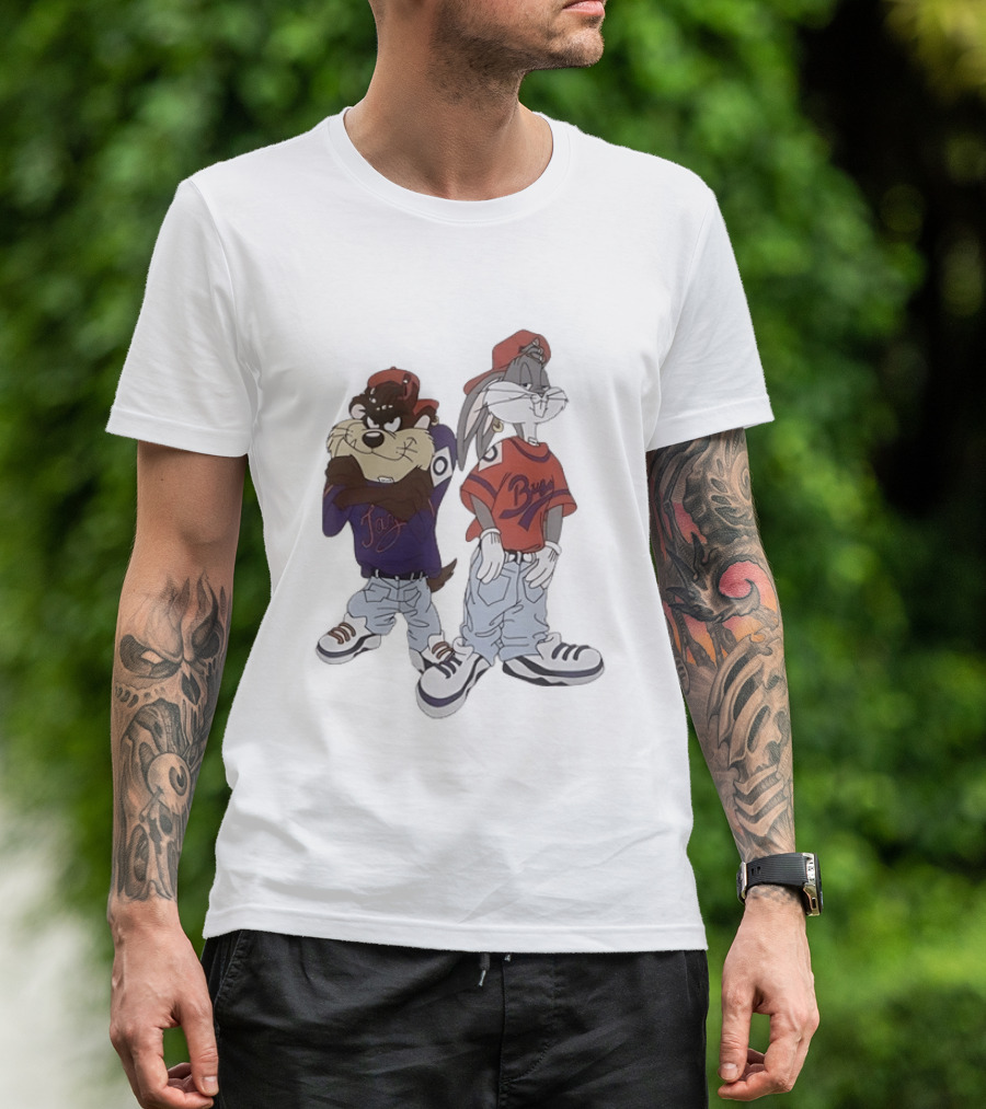 Taz And Bugs Bunny 90s Hip Hop Style Looney Tunes Fashion T-Shirt