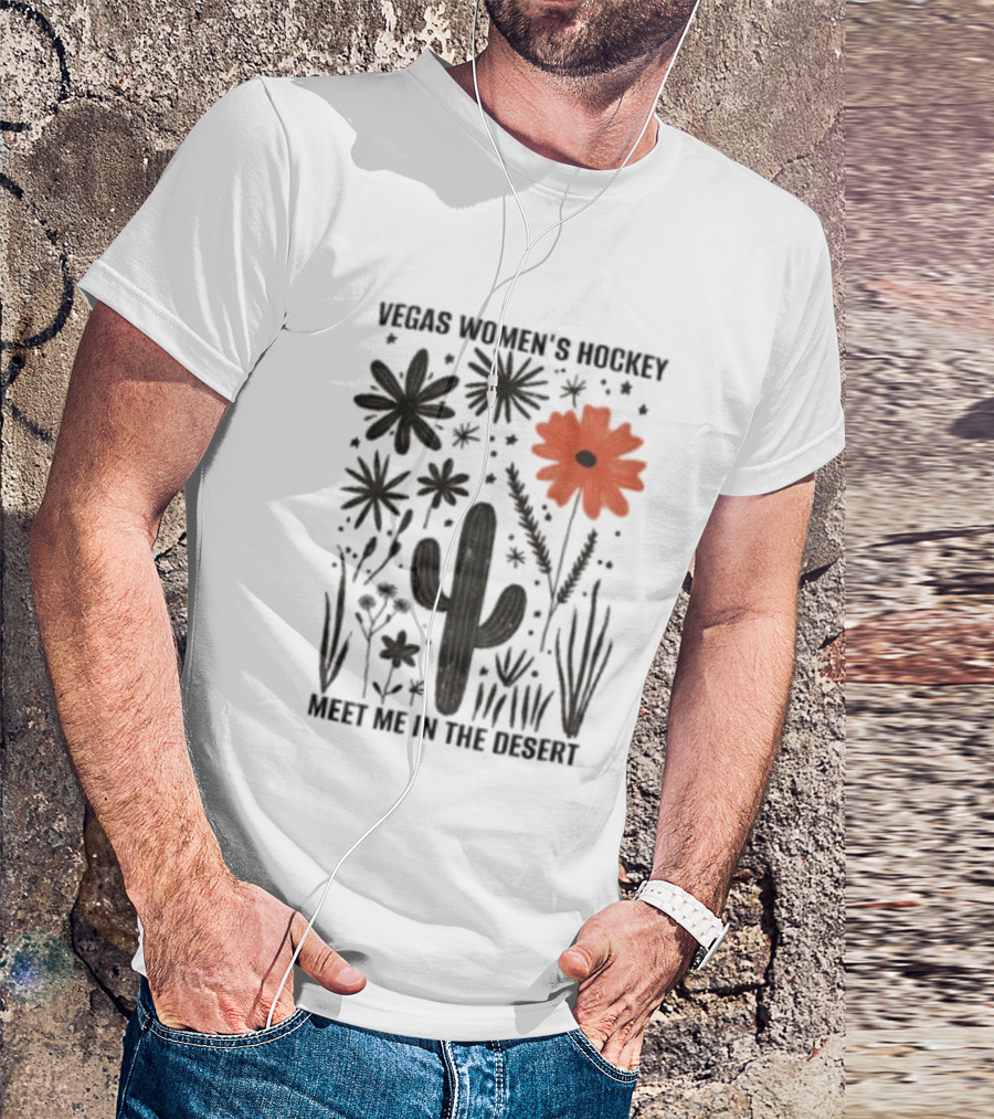 Vegas Women's Hockey Meet Me In The Desert Cactus And Blooms T-Shirt