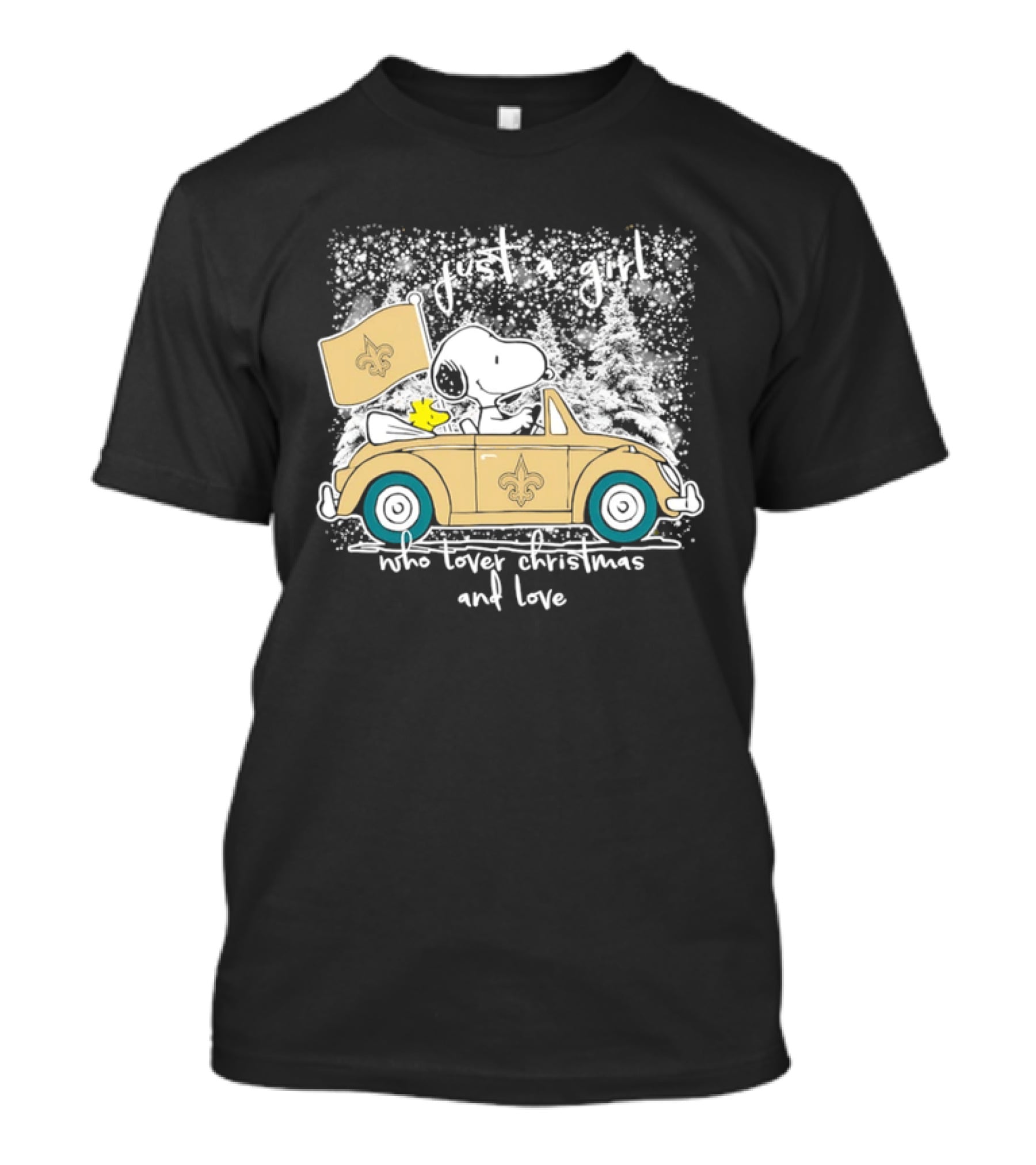 Snoopy Just A Girl Who Loves Christmas And New Orleans Saints Football T-Shirt