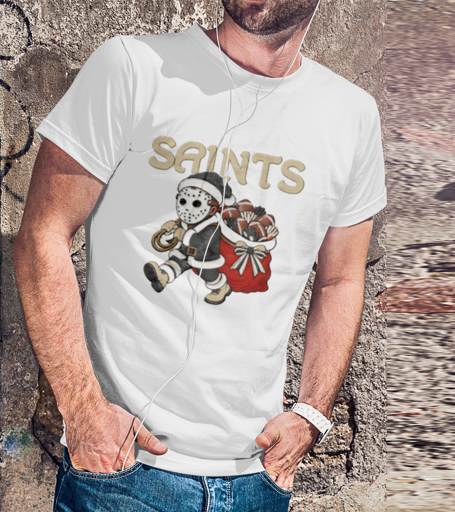 SAINTS New Orleans Football Christmas Horror Santa T-Shirt