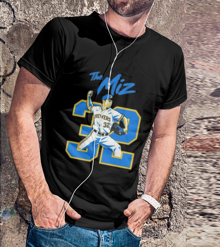 The Miz Milwaukee Brewers 32 MLB Baseball Player Pitching T-Shirt