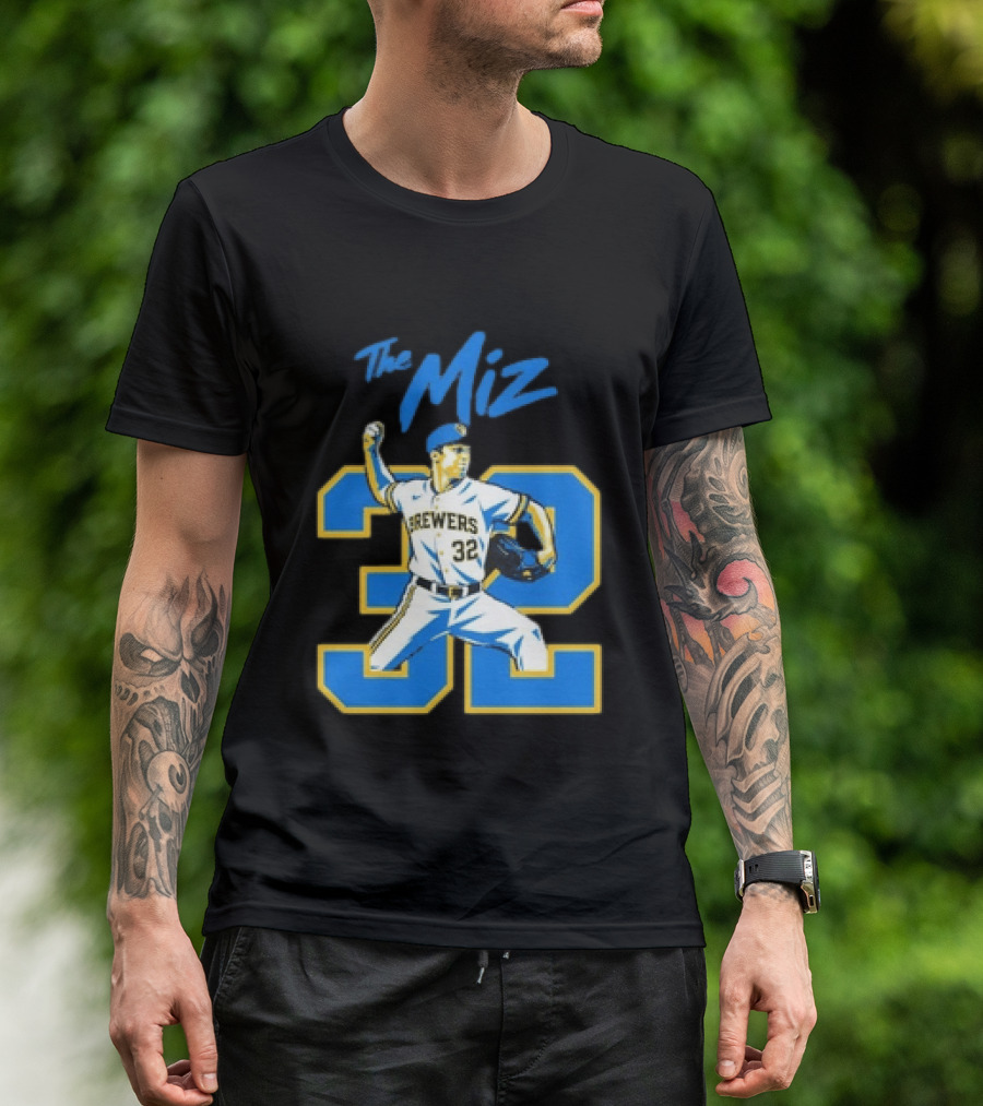 The Miz Milwaukee Brewers 32 MLB Baseball Player Pitching T-Shirt