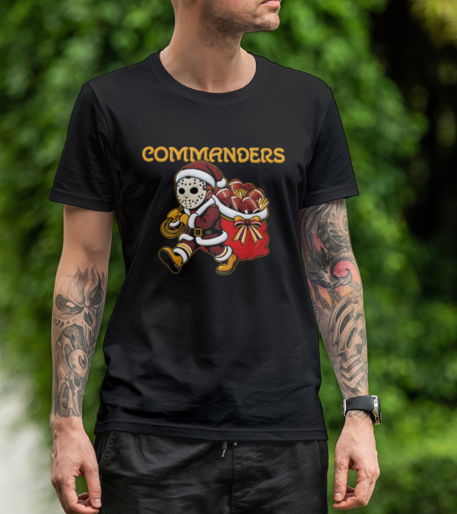 Commanders Santa Football Christmas Horror T-Shirt