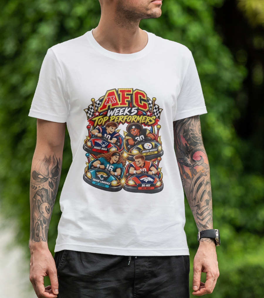AFC Week 5 Top Performers Drake Maye Jaylen Warren Trevor Lawrence And Bo Nix T-Shirt