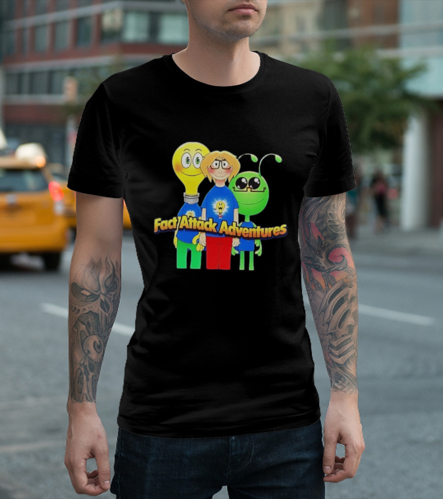 Fact Attack Adventures Cartoon Characters T-Shirt