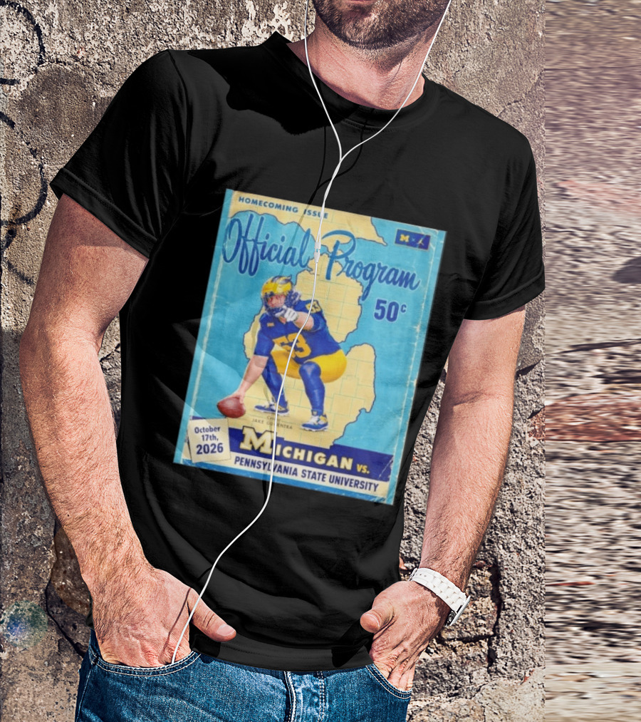 Jake Guarnera Michigan Vs Pennsylvania State University Homecoming Program T-Shirt