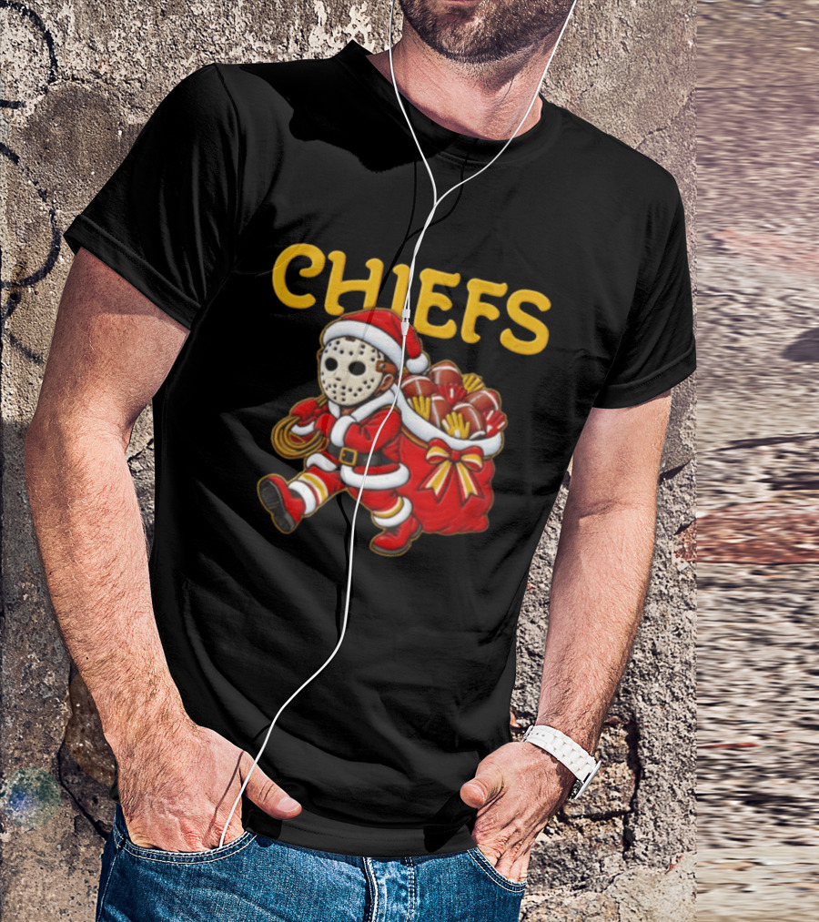 Kansas City Football Christmas Horror Masked Santa Copy T-Shirt