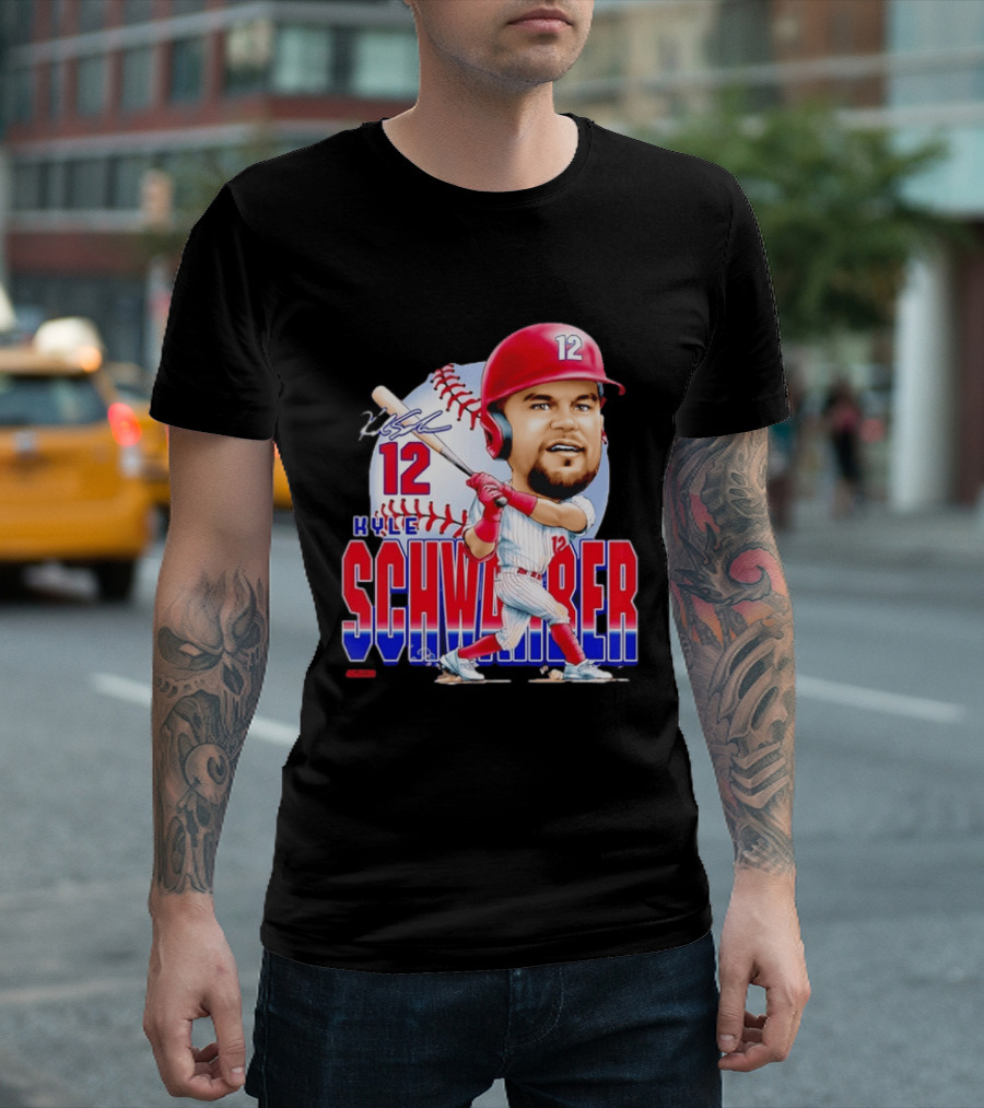 Kyle Schwarber 12 Philadelphia Phillies Caricature T-Shirt