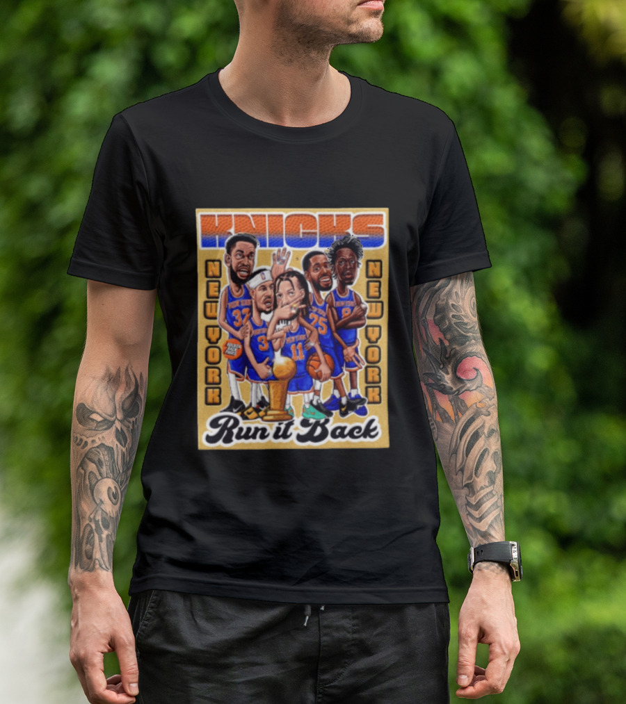 New York Knicks NBA Run It Back Players New York Caricature T-Shirt