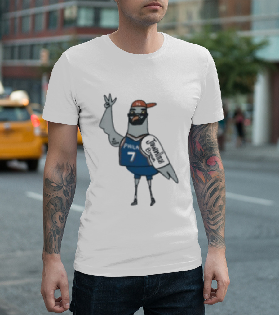 Jawn Brown Philadelphia 76ers No 7 Pigeon T-Shirt