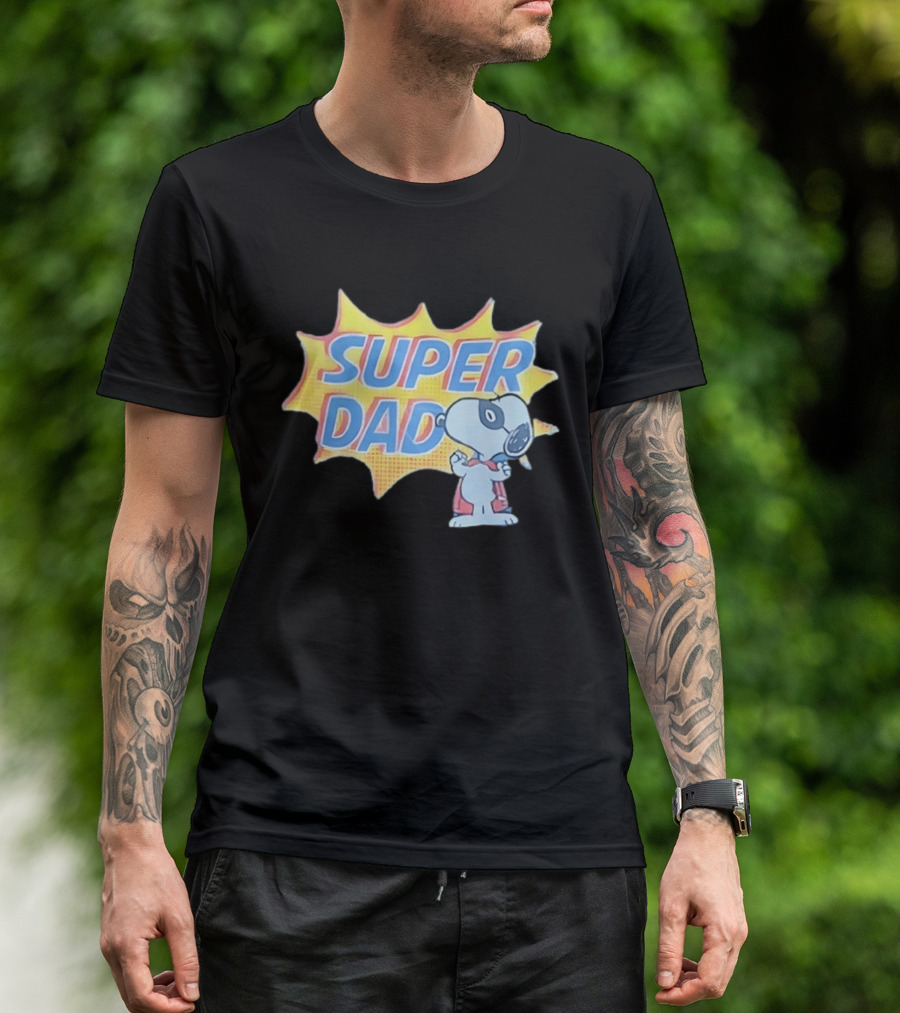Snoopy Super Dad Peanuts Father's Day Superhero Comic T-Shirt