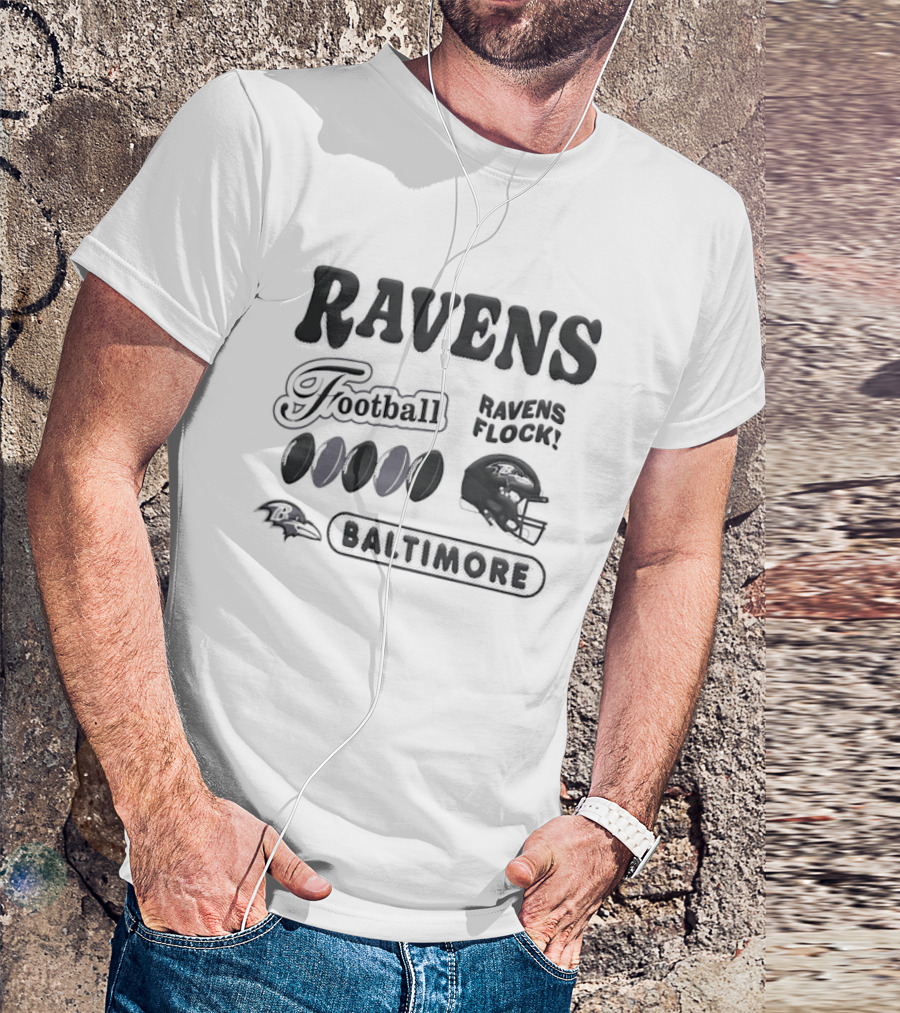 Baltimore Ravens Flock Football Helmet Baltimore Ravens T-Shirt