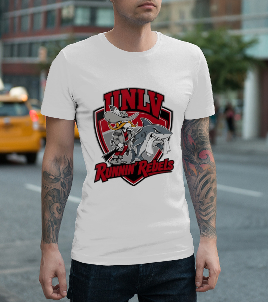 UNLV Runnin Rebels Mascot Shark And Gunslinger NCAA College Basketball T-Shirt