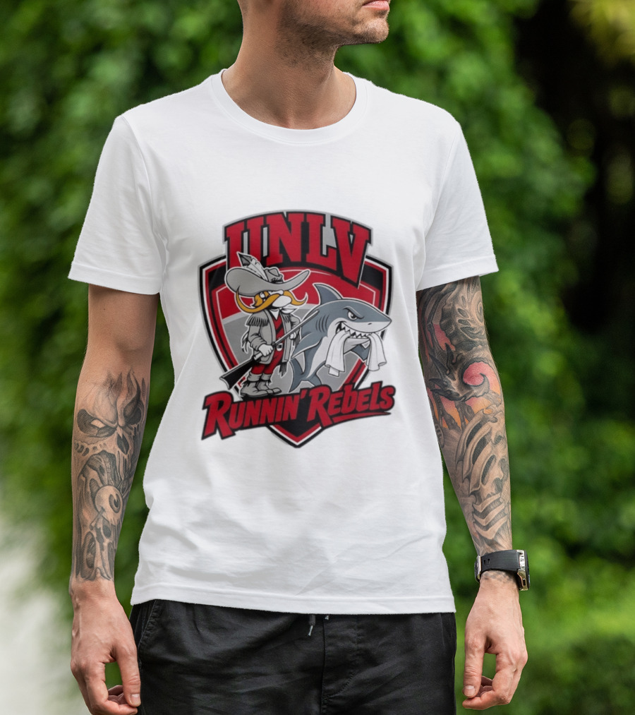 UNLV Runnin Rebels Mascot Shark And Gunslinger NCAA College Basketball T-Shirt