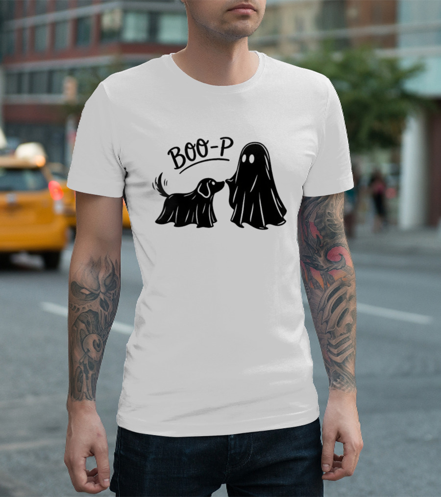 BOO P Ghost Dog Halloween Spooky T-Shirt