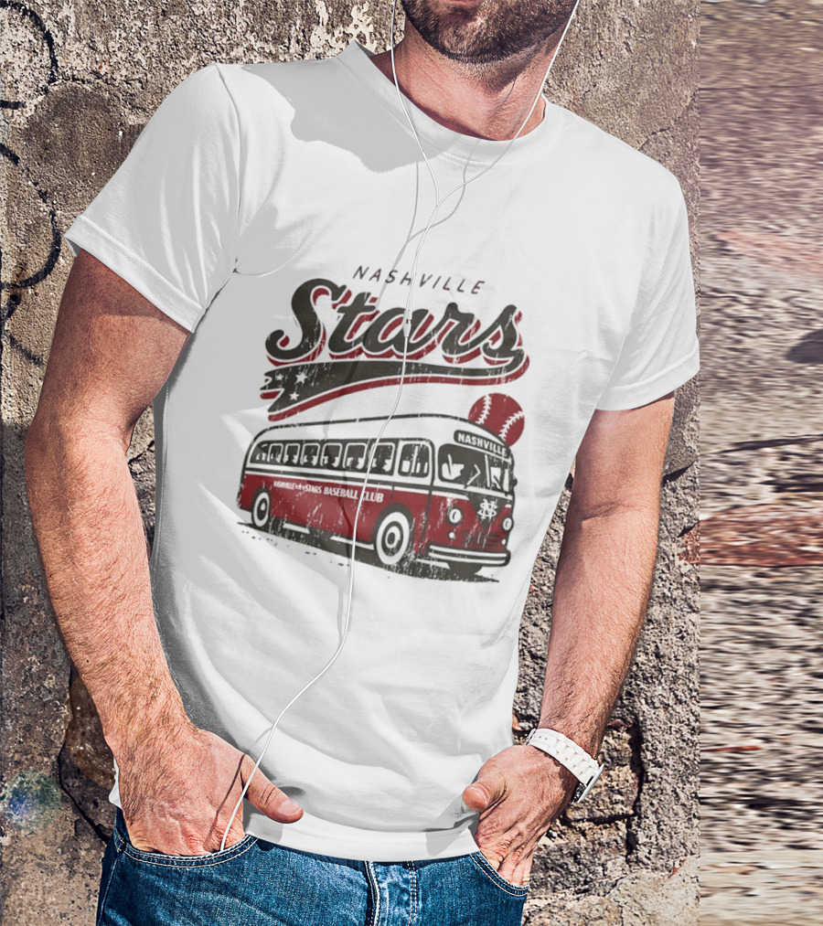 Nashville Stars Baseball Club Vintage Bus T-Shirt