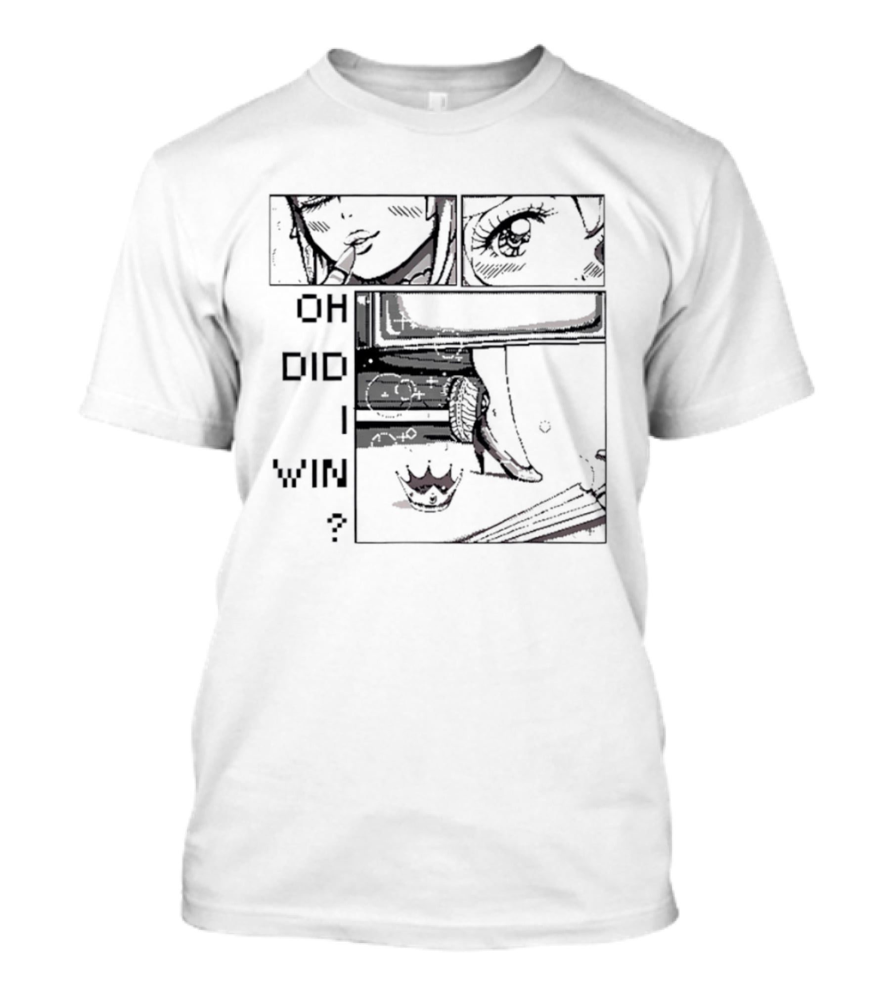 Oh Did I Win Pixel Anime Aesthetic Manga Style Panels With Crown T-Shirt