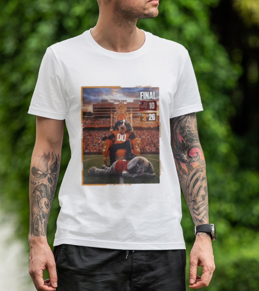 Final Score Tennessee Volunteers 26 Alabama Crimson Tide 10 College Football Victory T-Shirt