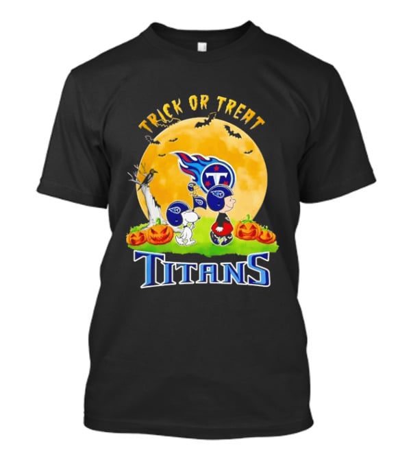 Charlie Brown Snoopy Woodstock Tennessee Titans Halloween Trick Or Treat Moon T-Shirt