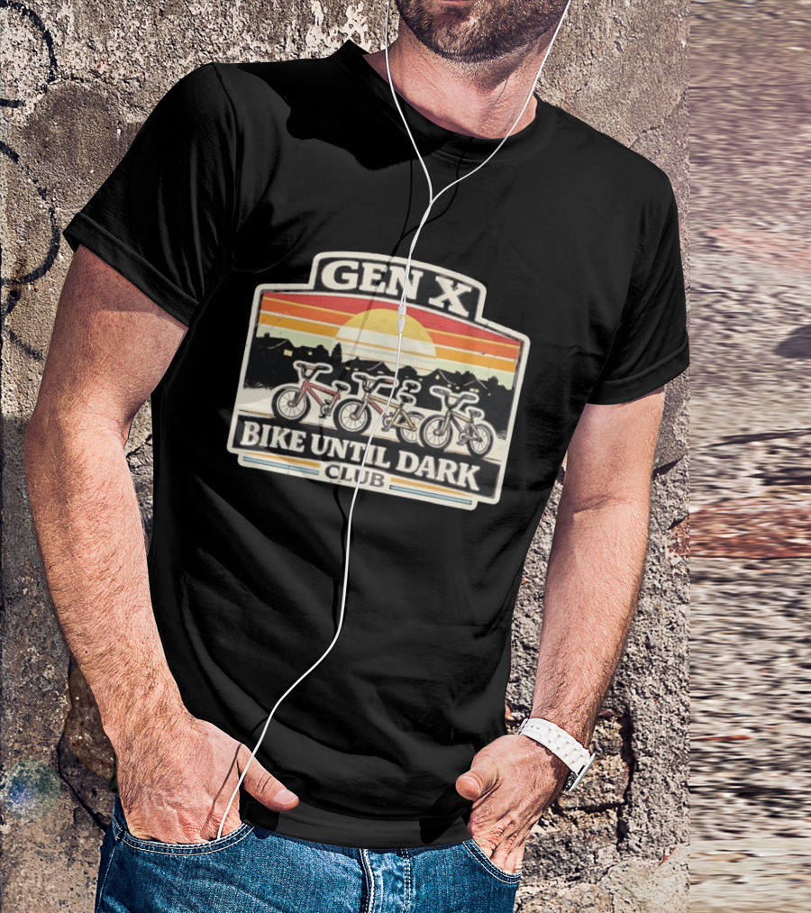 Gen X Bike Until Dark Club 80s Sunset Childhood Memories T-Shirt