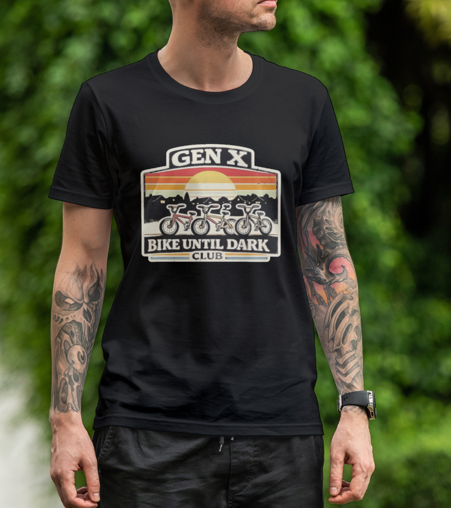 Gen X Bike Until Dark Club 80s Sunset Childhood Memories T-Shirt