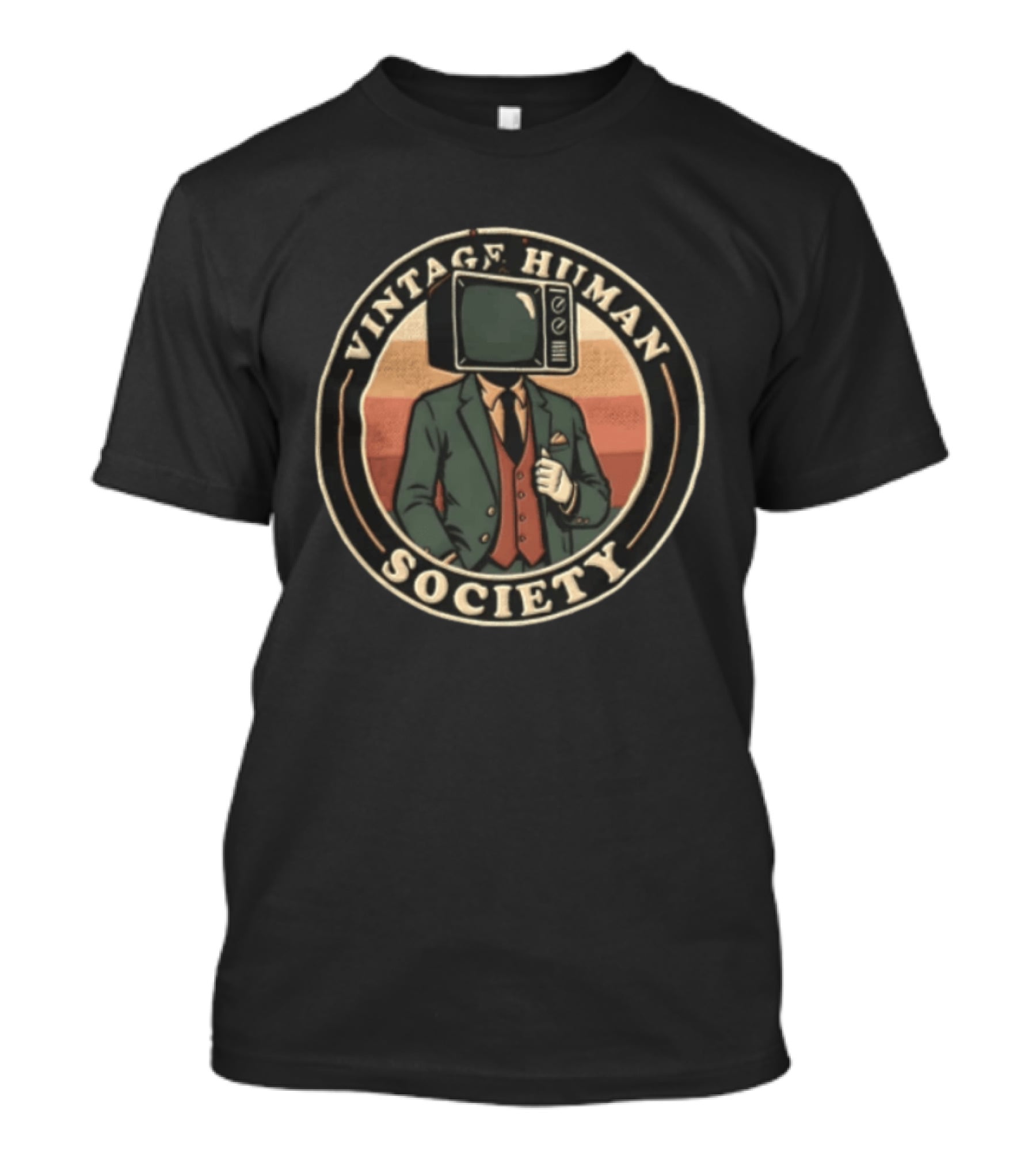 Vintage Human Society Man In Suit With Television Head T-Shirt
