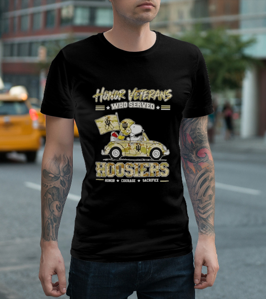 Indiana Hoosiers Snoopy Honor Veterans Who Served Courage Sacrifice T-Shirt