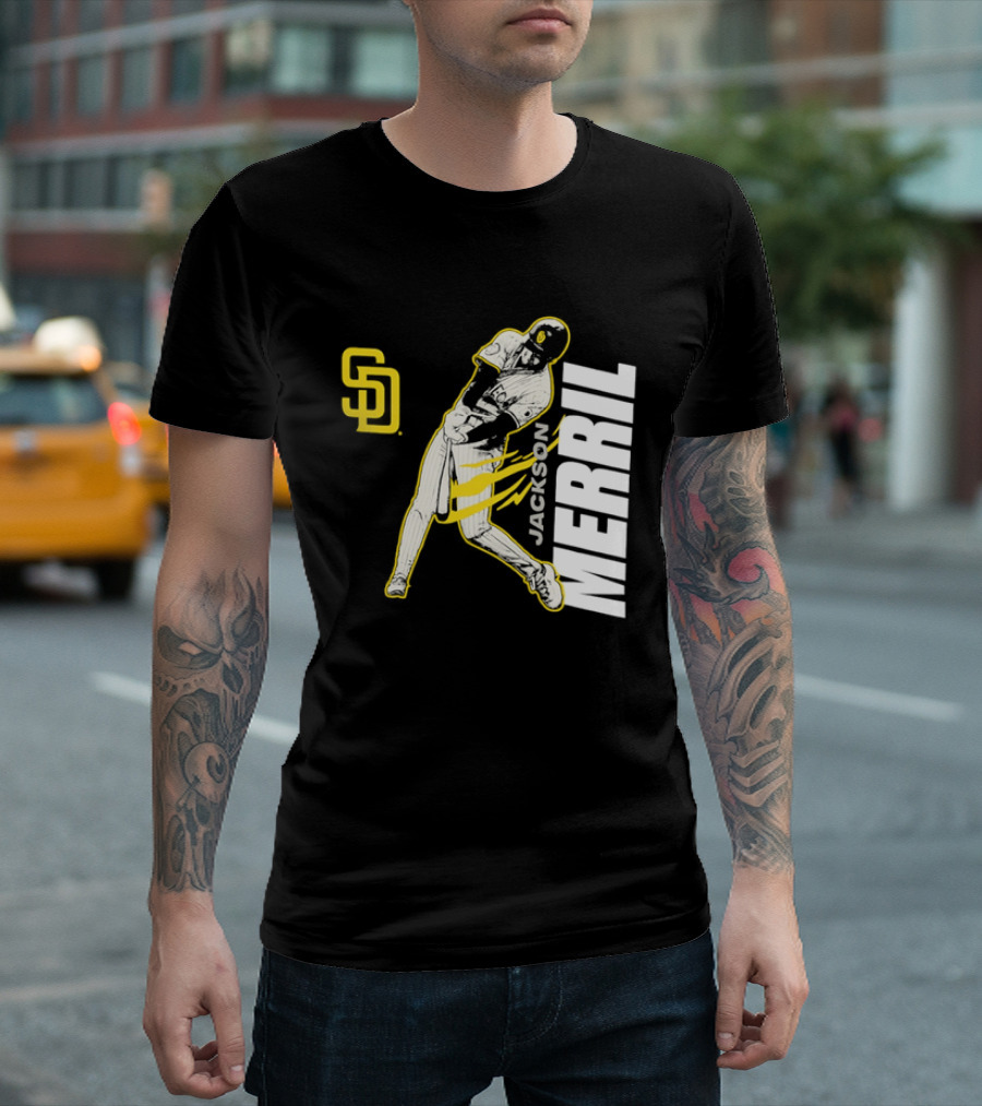 Jackson Merrill San Diego Padres SD Swinging Baseball Player T-Shirt