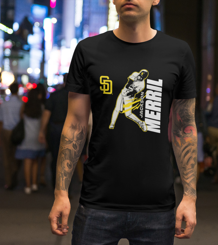 Jackson Merrill San Diego Padres SD Swinging Baseball Player T-Shirt