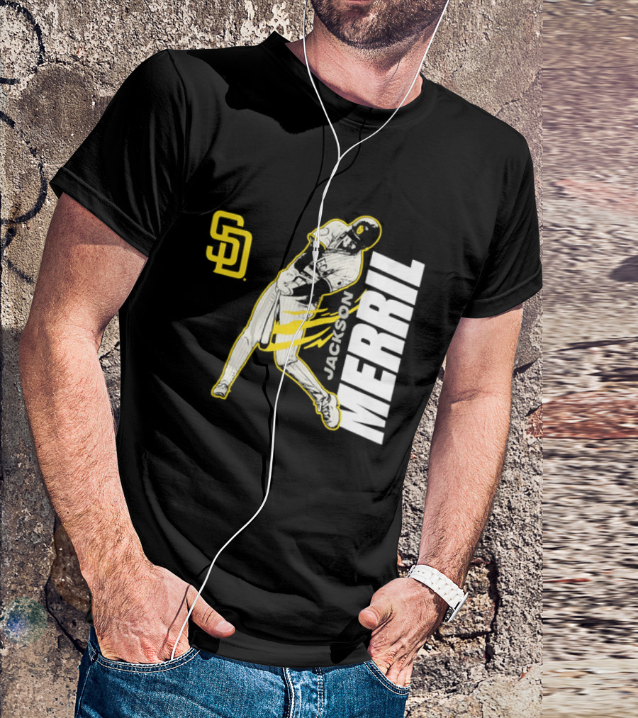 Jackson Merrill San Diego Padres SD Swinging Baseball Player T-Shirt