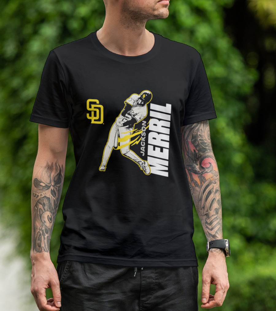 Jackson Merrill San Diego Padres SD Swinging Baseball Player T-Shirt