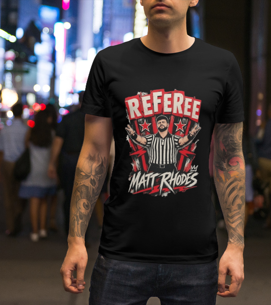 Matt Rhodes Referee Wrestling Distressed Star Burst T-Shirt