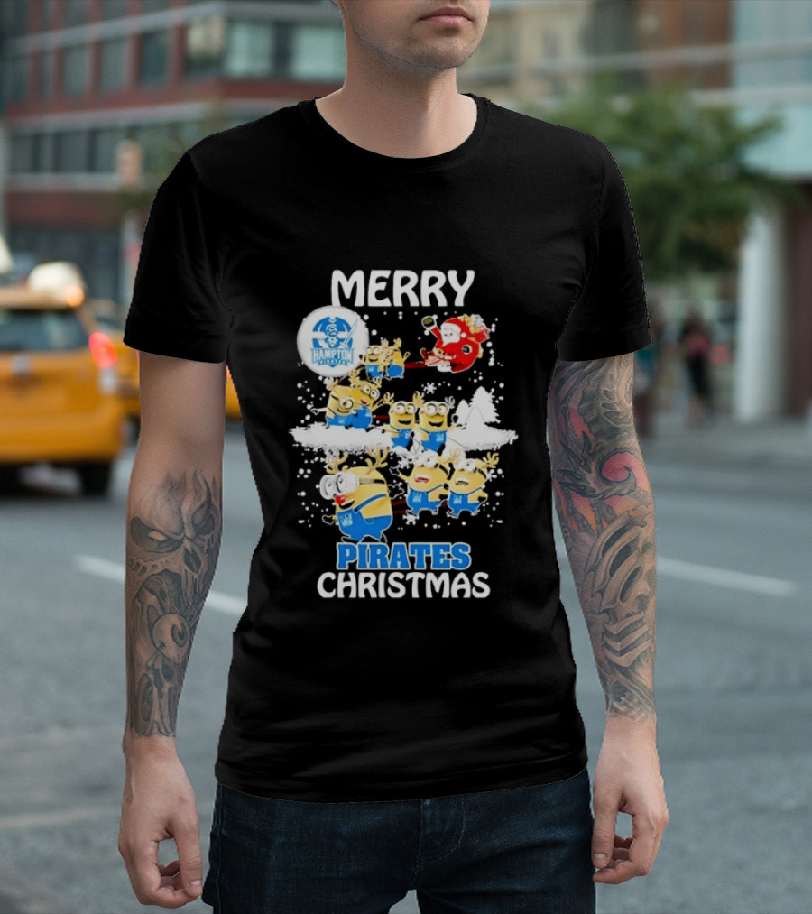 Merry Hampton Pirates Christmas Minions Festive Celebration T-Shirt