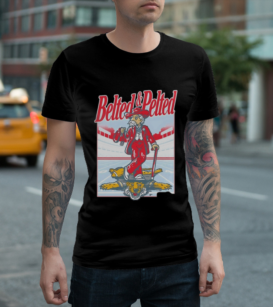 Old Row Belted And Pelted Red Suit Stadium Tiger Rug T-Shirt