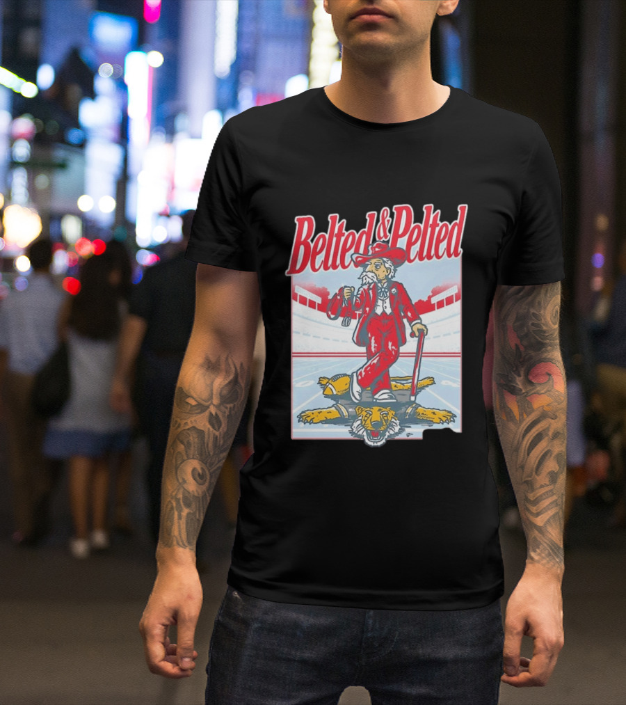 Old Row Belted And Pelted Red Suit Stadium Tiger Rug T-Shirt