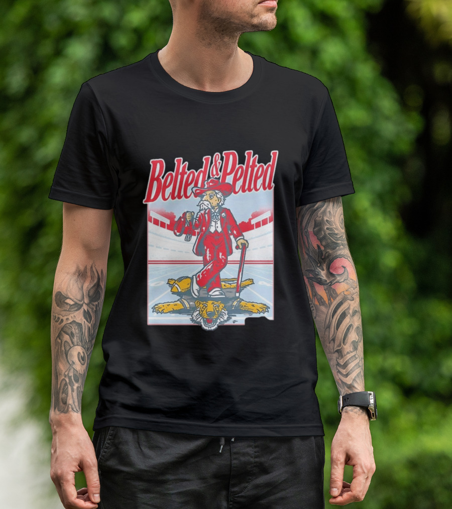 Old Row Belted And Pelted Red Suit Stadium Tiger Rug T-Shirt