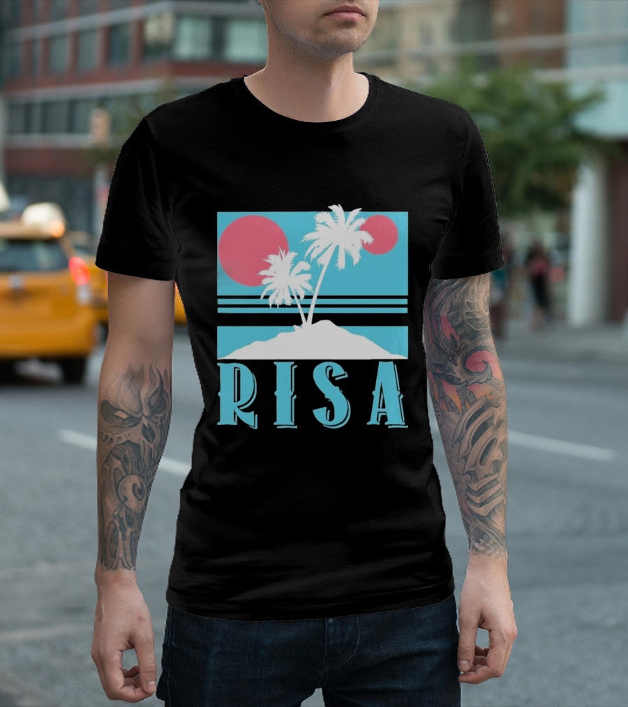 Risa Tropical Island Vacation Palm Trees And Sunset T-Shirt