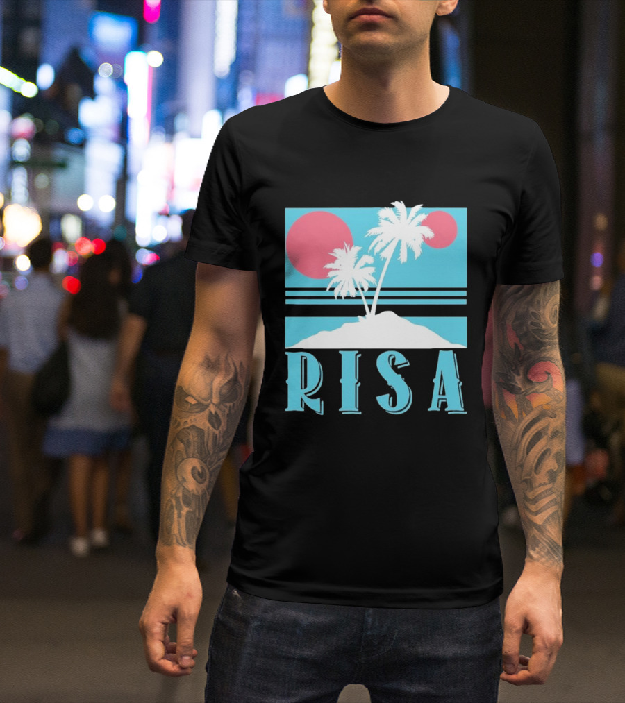 Risa Tropical Island Vacation Palm Trees And Sunset T-Shirt