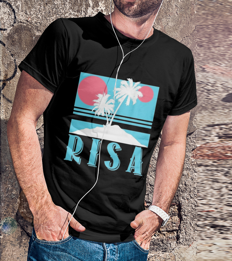 Risa Tropical Island Vacation Palm Trees And Sunset T-Shirt