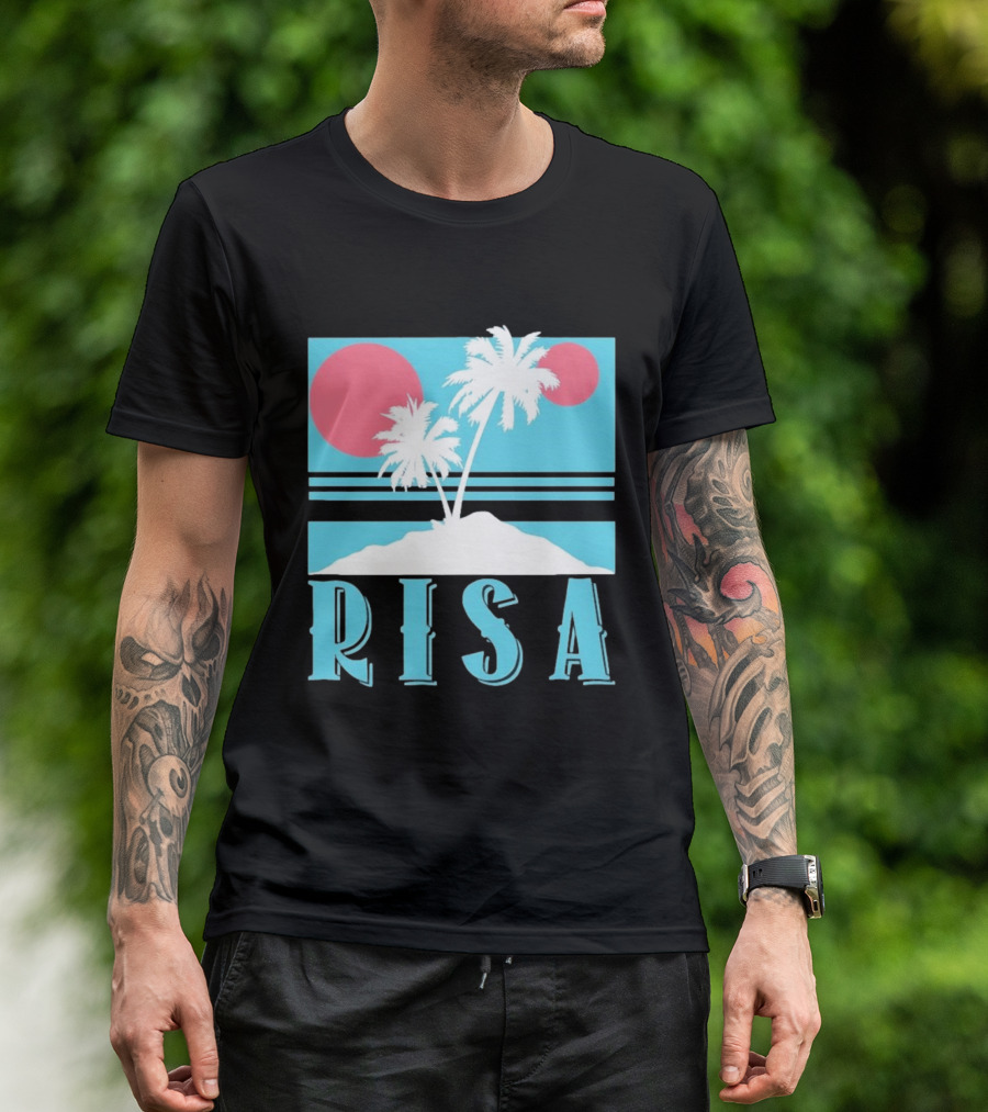 Risa Tropical Island Vacation Palm Trees And Sunset T-Shirt