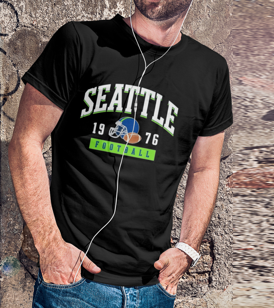 Seattle Seahawks Football 1976 Helmet And Ball T-Shirt