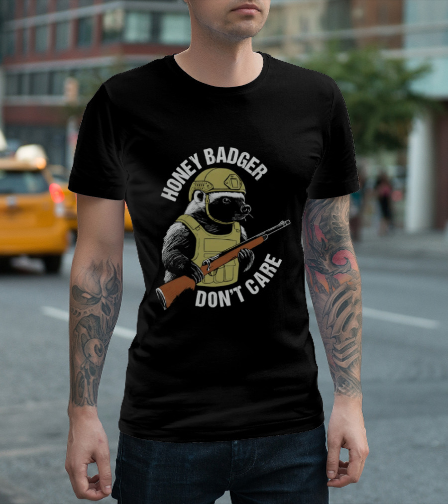 Honey Badger Don't Care Tactical Soldier Helmet Rifle T-Shirt