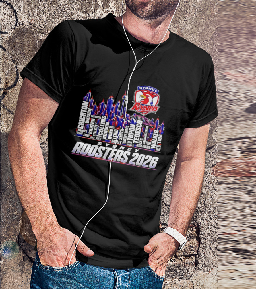 Sydney Roosters 2026 Skyline Roster Team T-Shirt