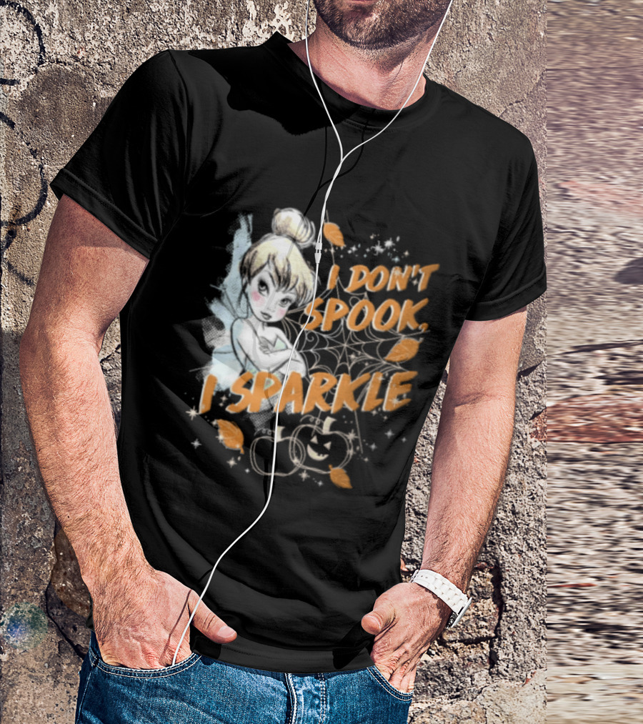 Tinker Bell I Don't Spook I Sparkle Halloween Spider Web Pumpkins T-Shirt