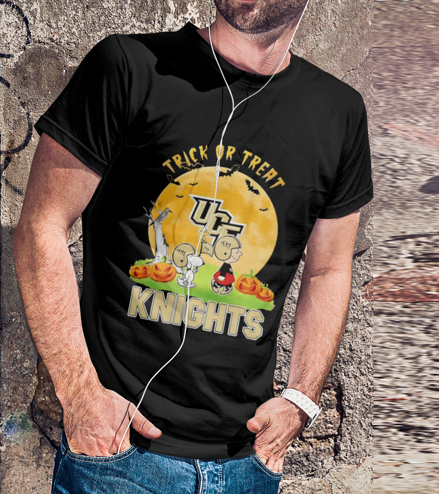 UCF Knights Trick Or Treat Halloween Snoopy Charlie Brown Woodstock Moon T-Shirt
