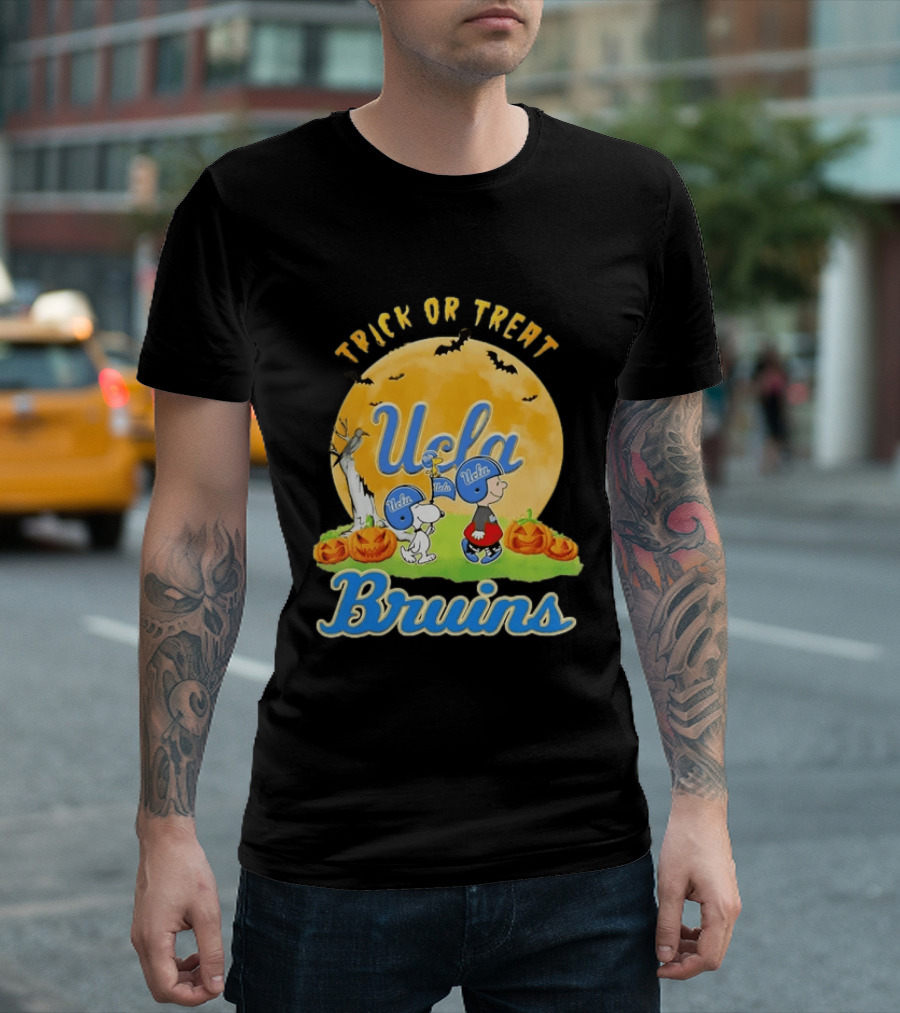 UCLA Bruins Snoopy Charlie Brown Woodstock Trick Or Treat Halloween Moon T-Shirt