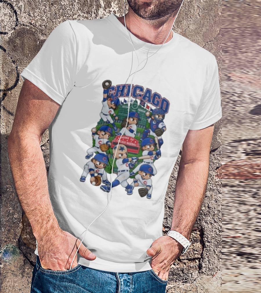 Chicago Cubs Animated Players Wrigley Field Home Baseball 2026 27 T-Shirt
