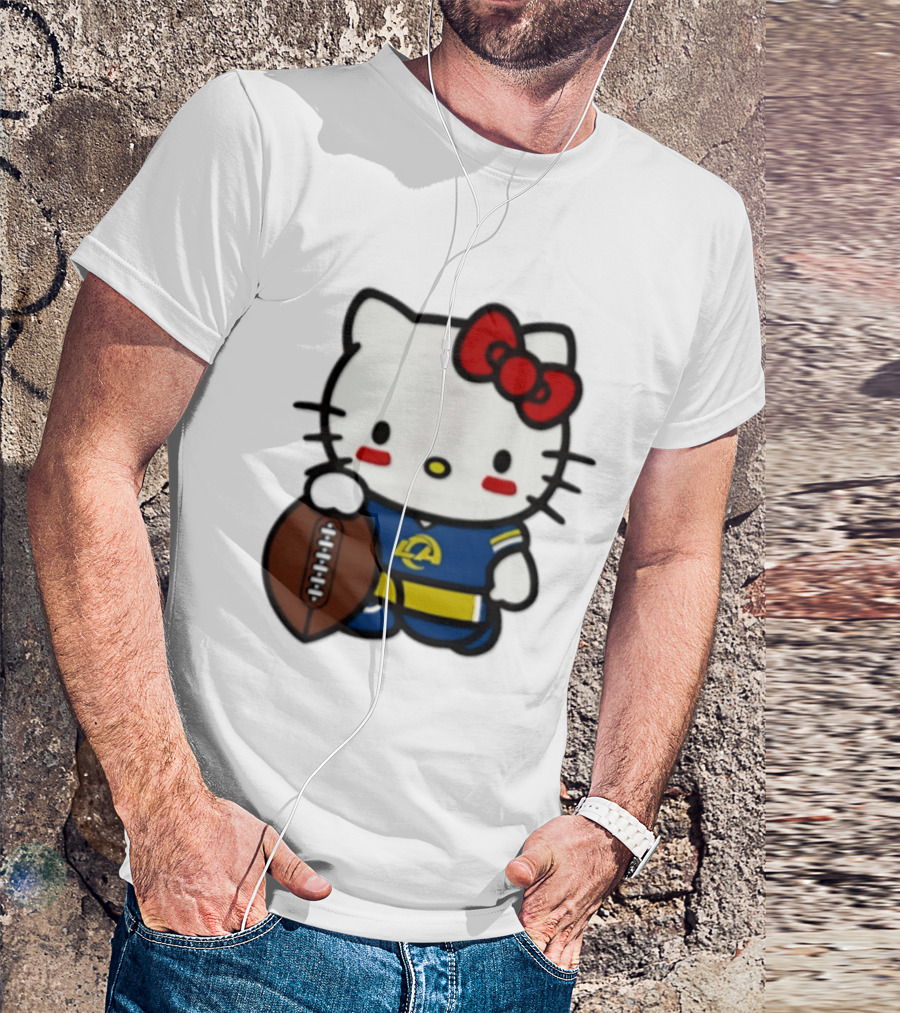 Hello Kitty Los Angeles Rams Football Fan Cartoon T-Shirt